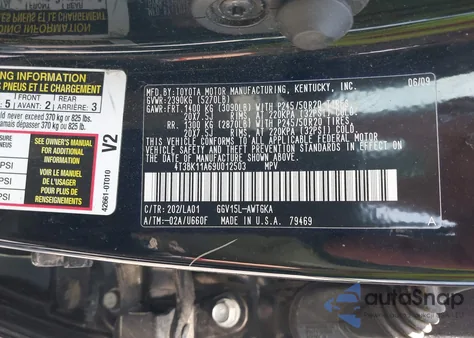 2009 Toyota Venza Base V6 из США, поврежденный, VIN 4T3BK11A69U012503